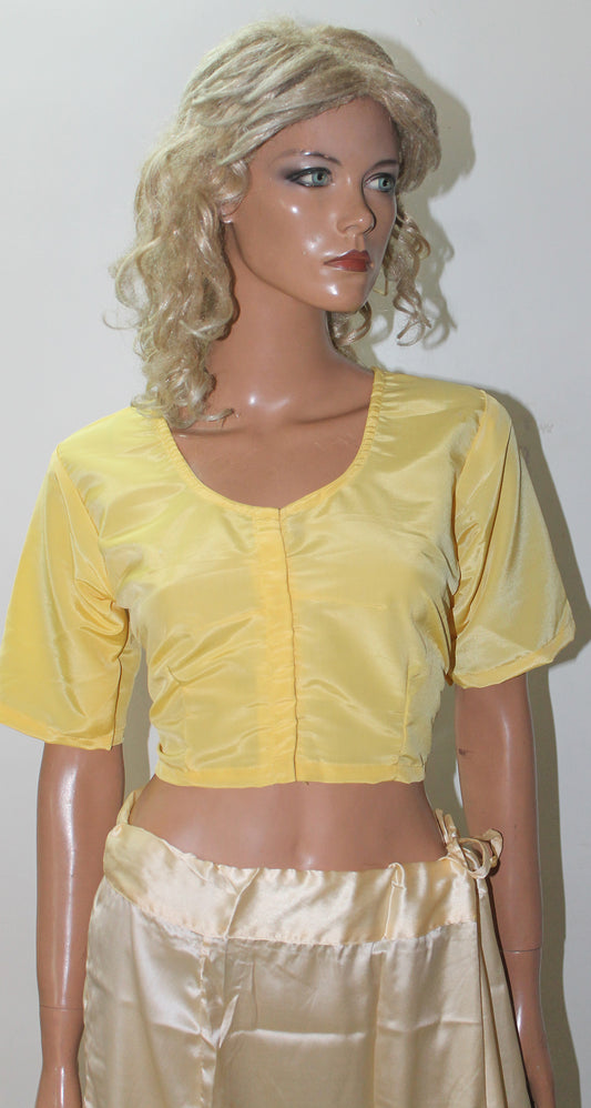 Yellow Satin Saree Blouse Chest Size 36,38