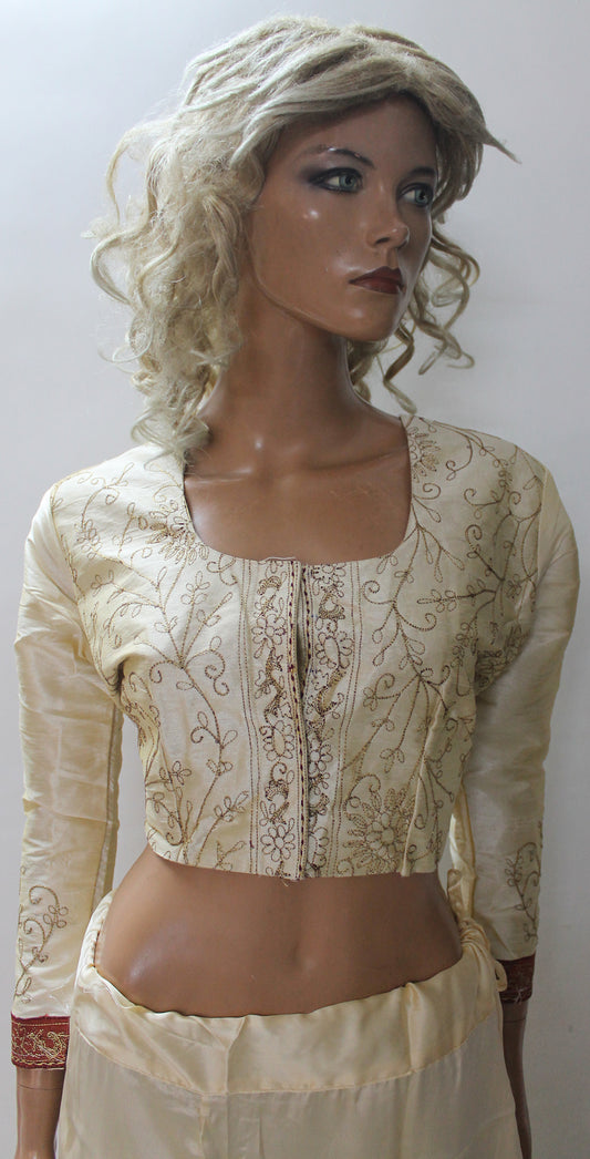 Gold Silk Designer Saree Blouse Chest Size 42