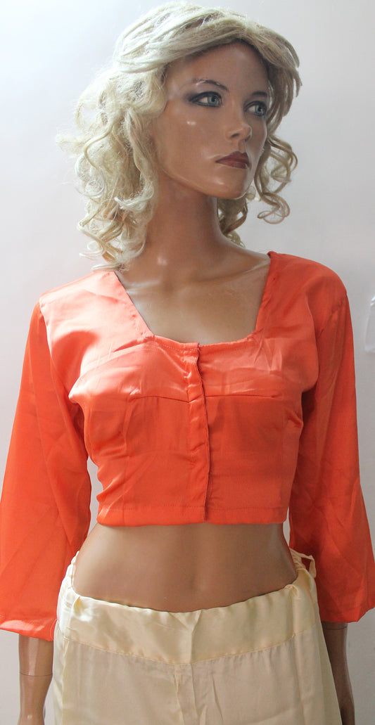 Orange Satin Saree Blouse Chest Size 42