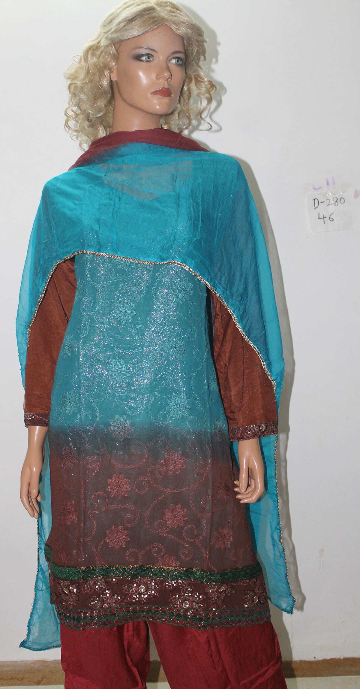 Blue  Designer Salwar kameez Chest Size  46