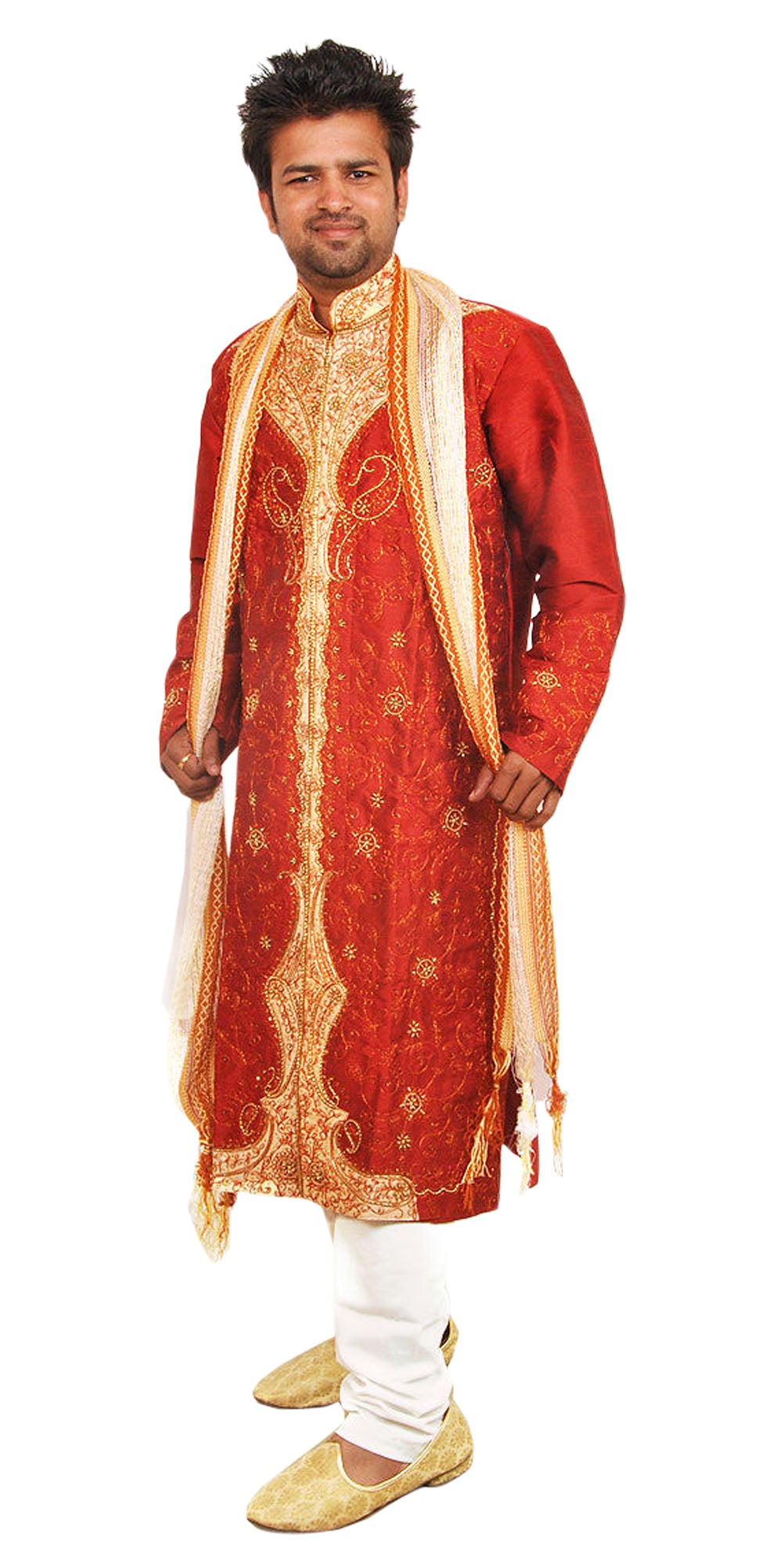 Designer Burgundy Men’s Sherwani with Dupatta Plus Sizes up to 8XL In Stock