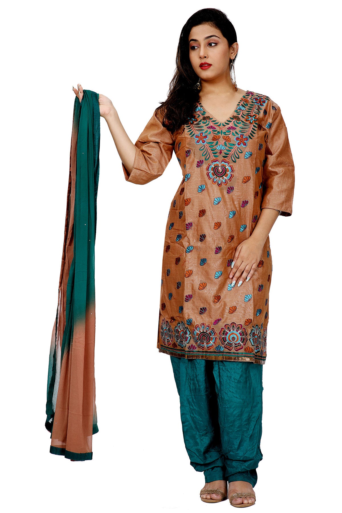 Gold silk Formal Salwar kameez Plus Size 56