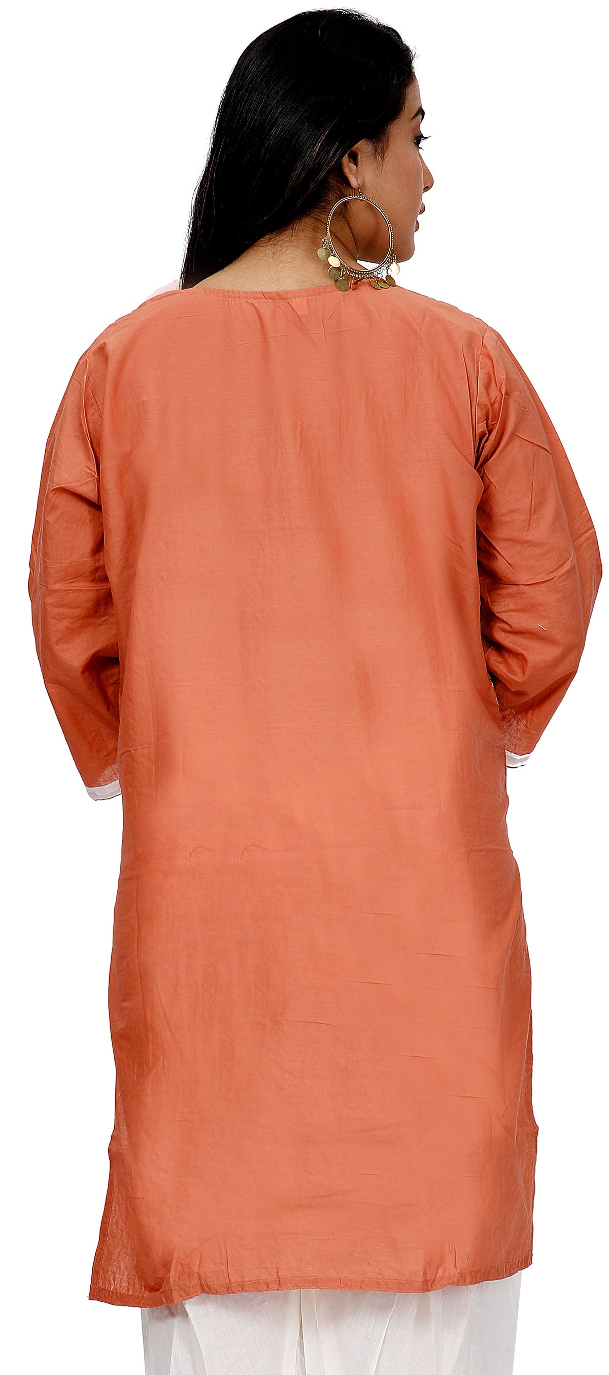 Orange Cotton Salwar kameez Dress Plus Size 48