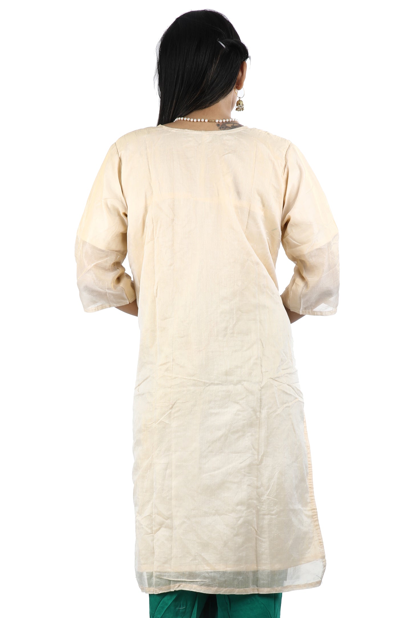 Cream Embroidered Cotton Salwar kameez Dress Plus Size 50
