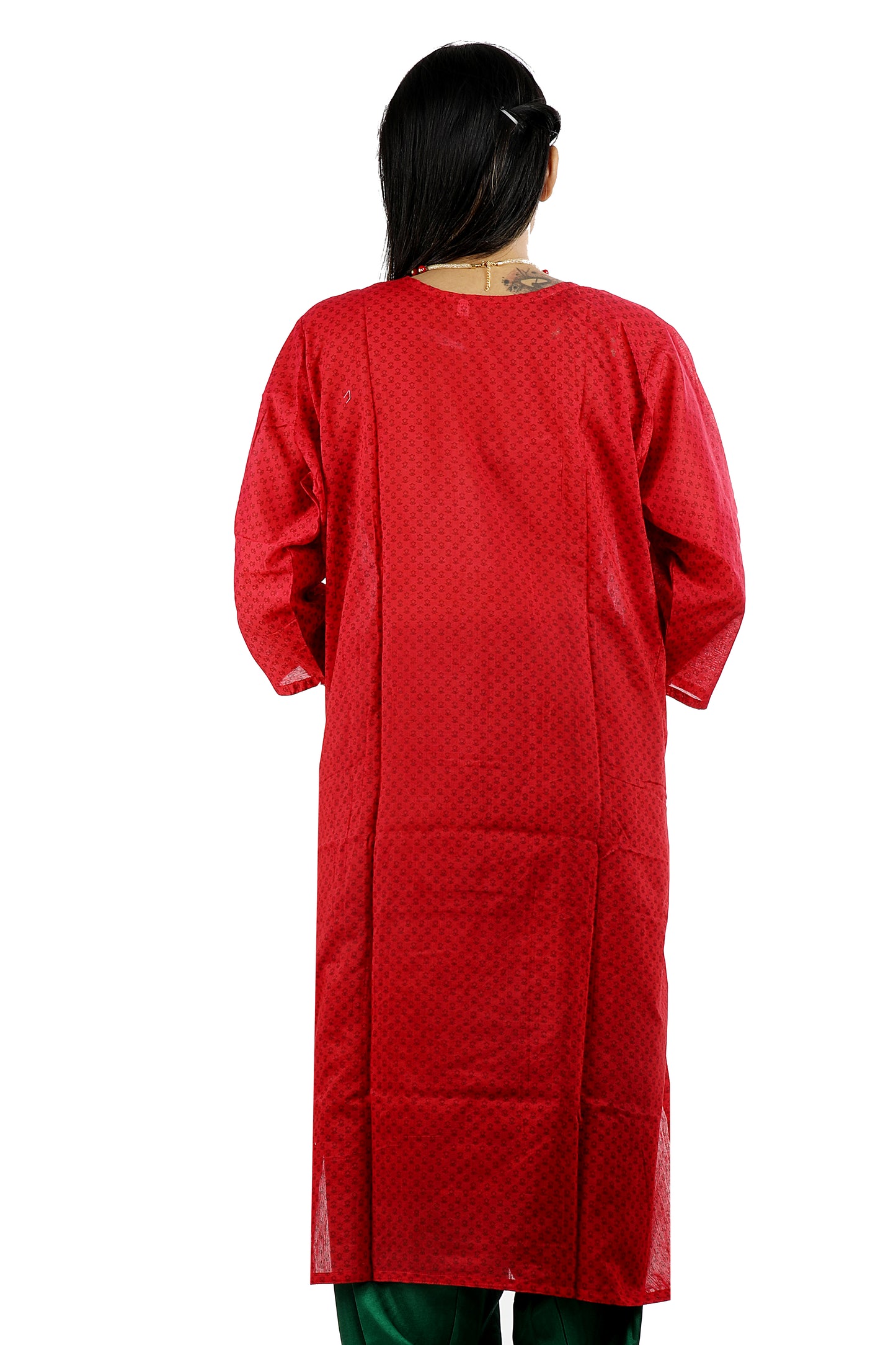 Red  Green Embroidered Cotton  Salwar kameez Dress Plus Size 52