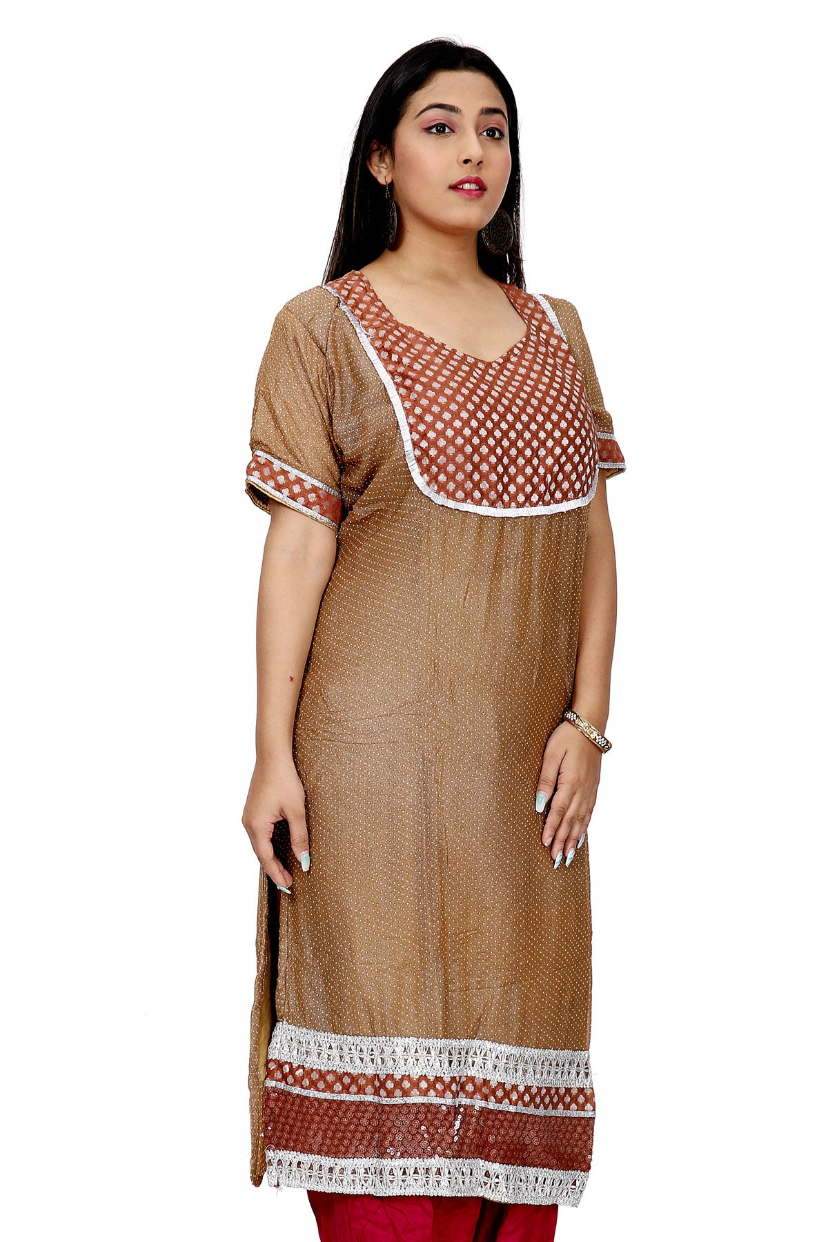 Brown  Indian Wedding party wear Formal Salwar kameez Dress Plus Size 52
