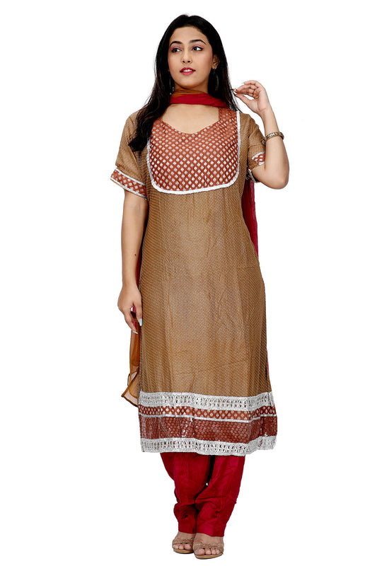 Brown  Indian Wedding party wear Formal Salwar kameez Dress Plus Size 52