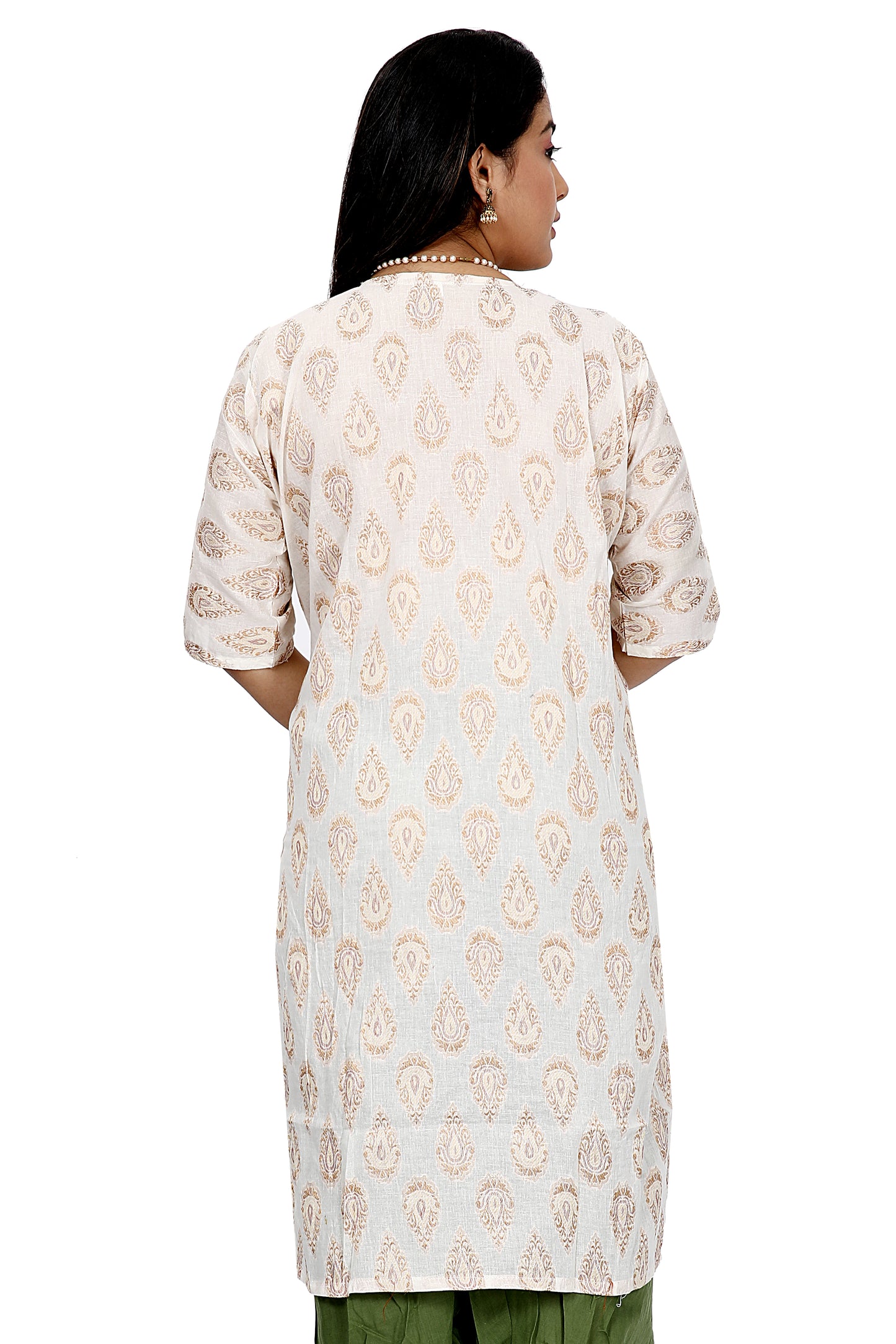 Cream embroidered  Cotton Salwar kameez Dress  Size 46