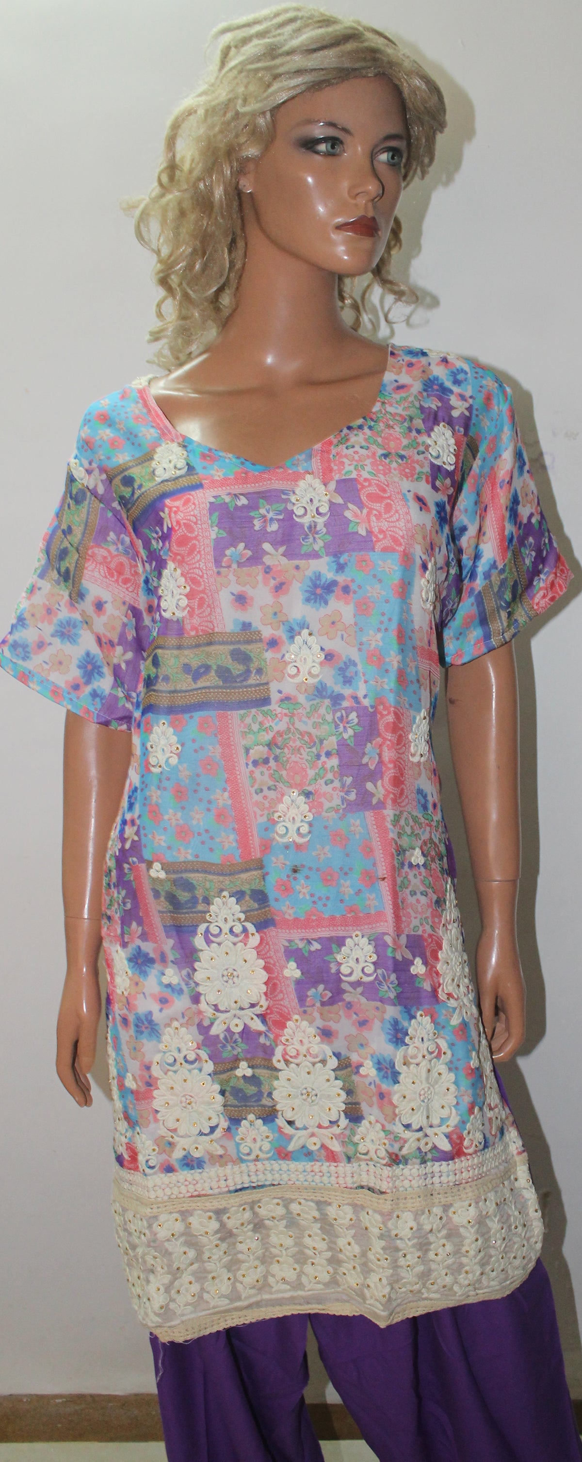 Purple Designer Embroidered  Salwar kameez  Chest plus  size 48