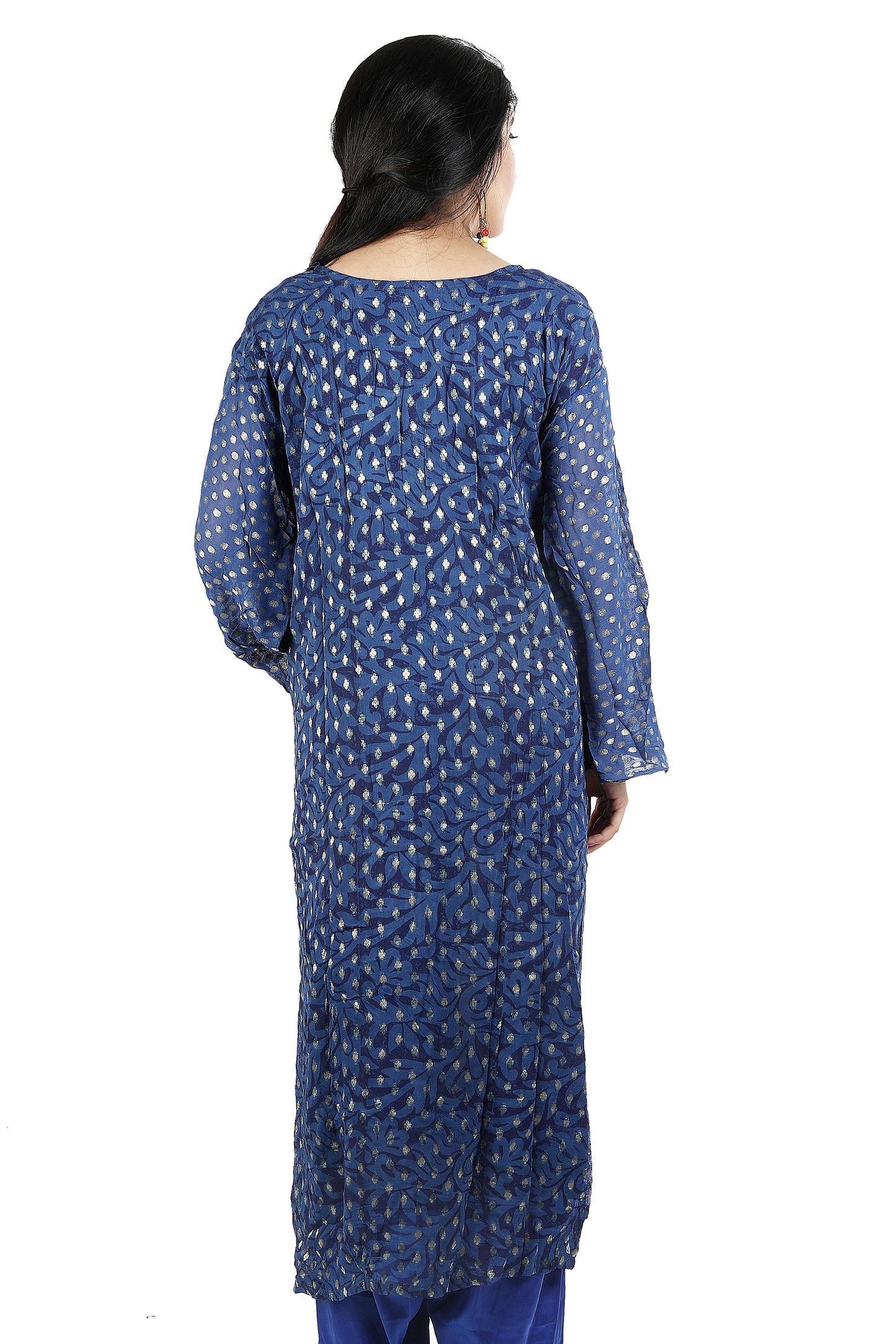 Blue Designer   Embroidered  Dress Chest  Plus size 56