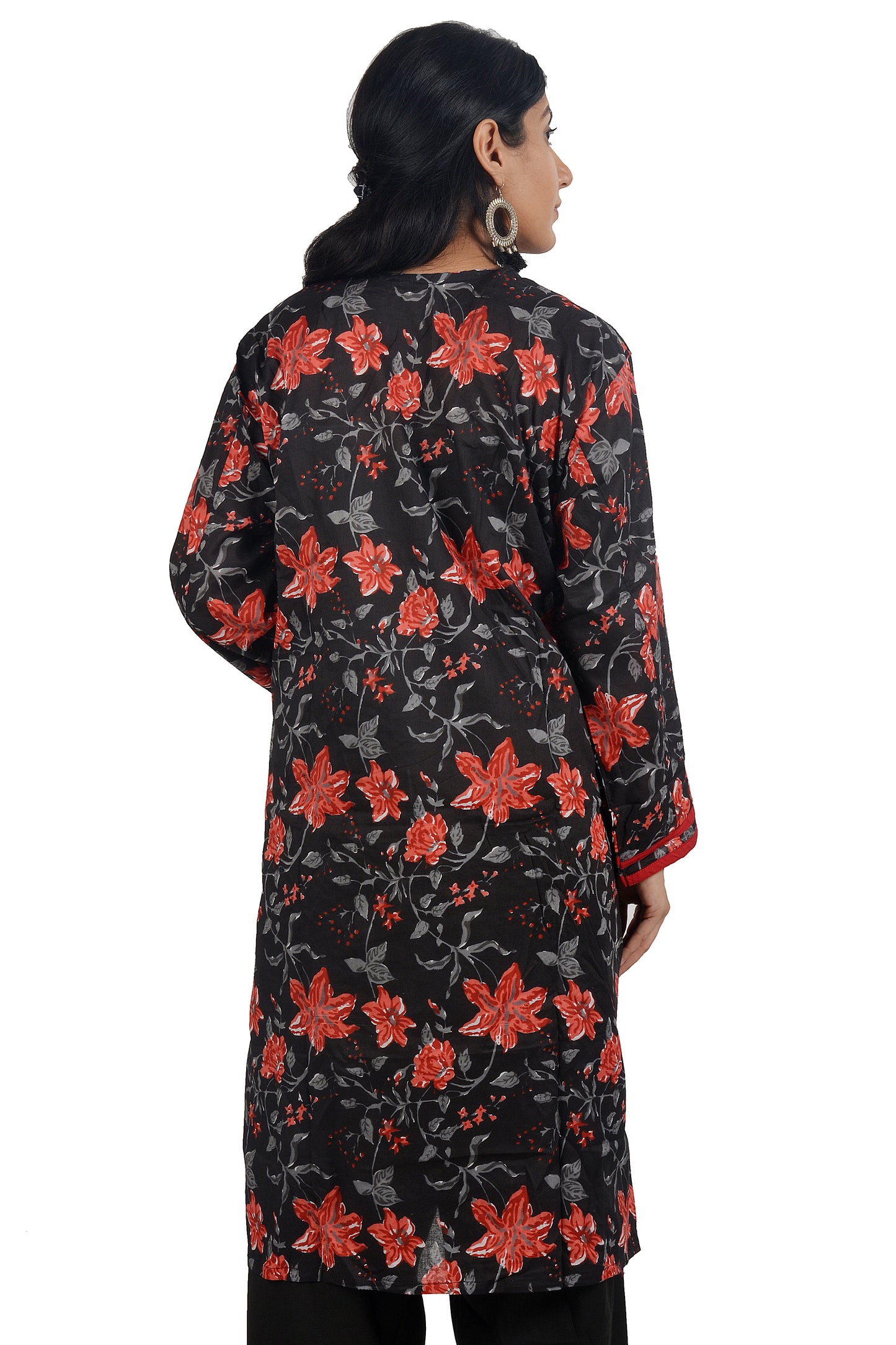 Red Black Cotton Salwar kameez Dress Plus Size 52 Full Sleeves