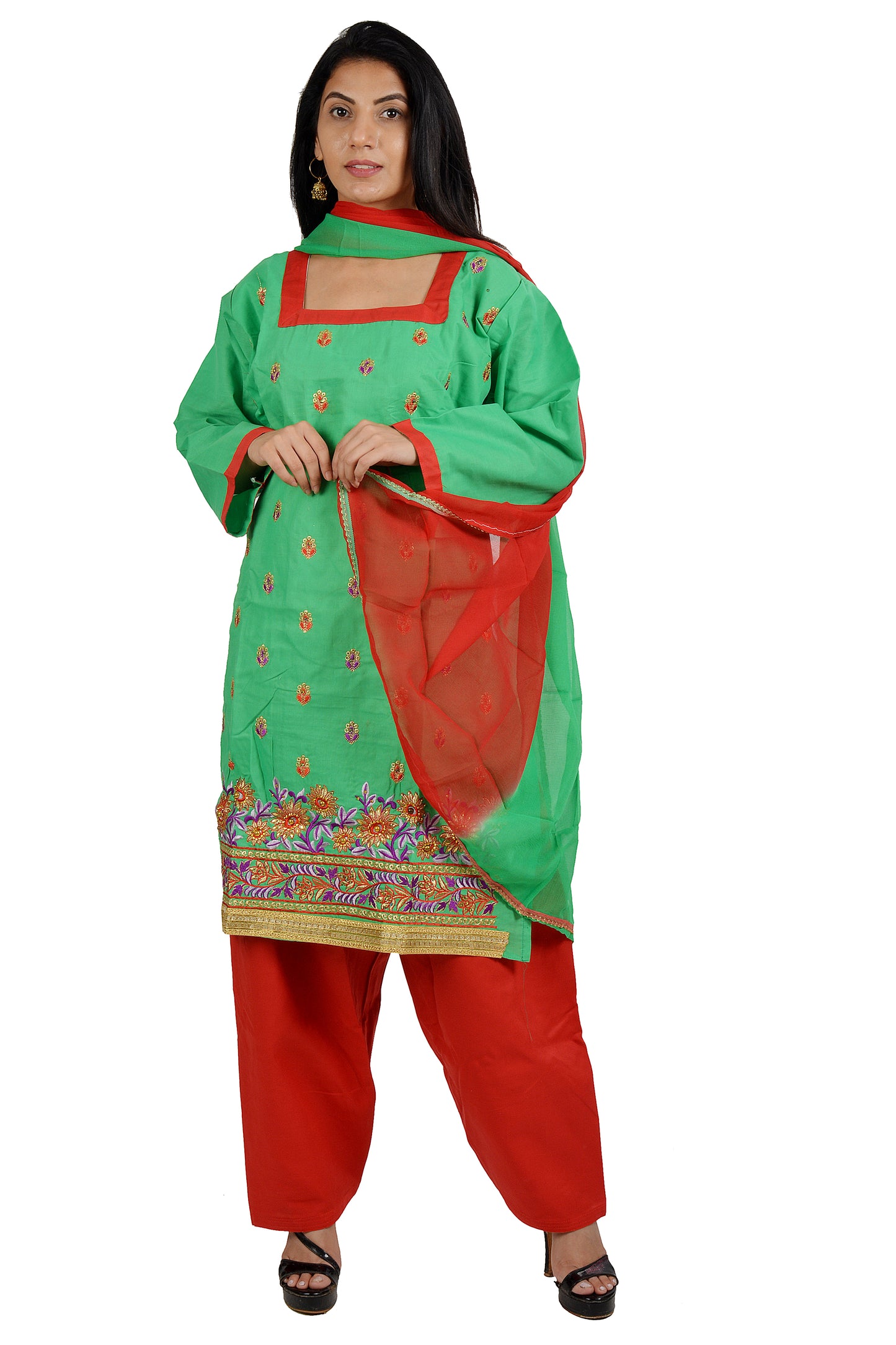 Green Cotton Salwar kameez Dress Plus chest Size 48
