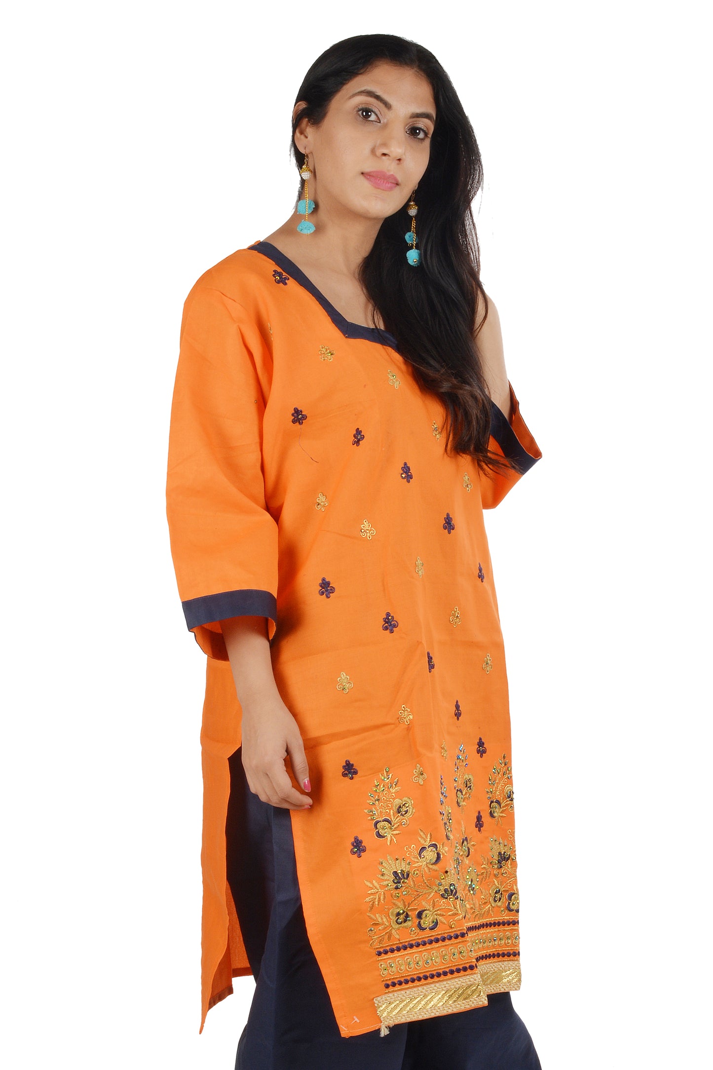 Orange Cotton Salwar kameez Dress Plus chest Size 42