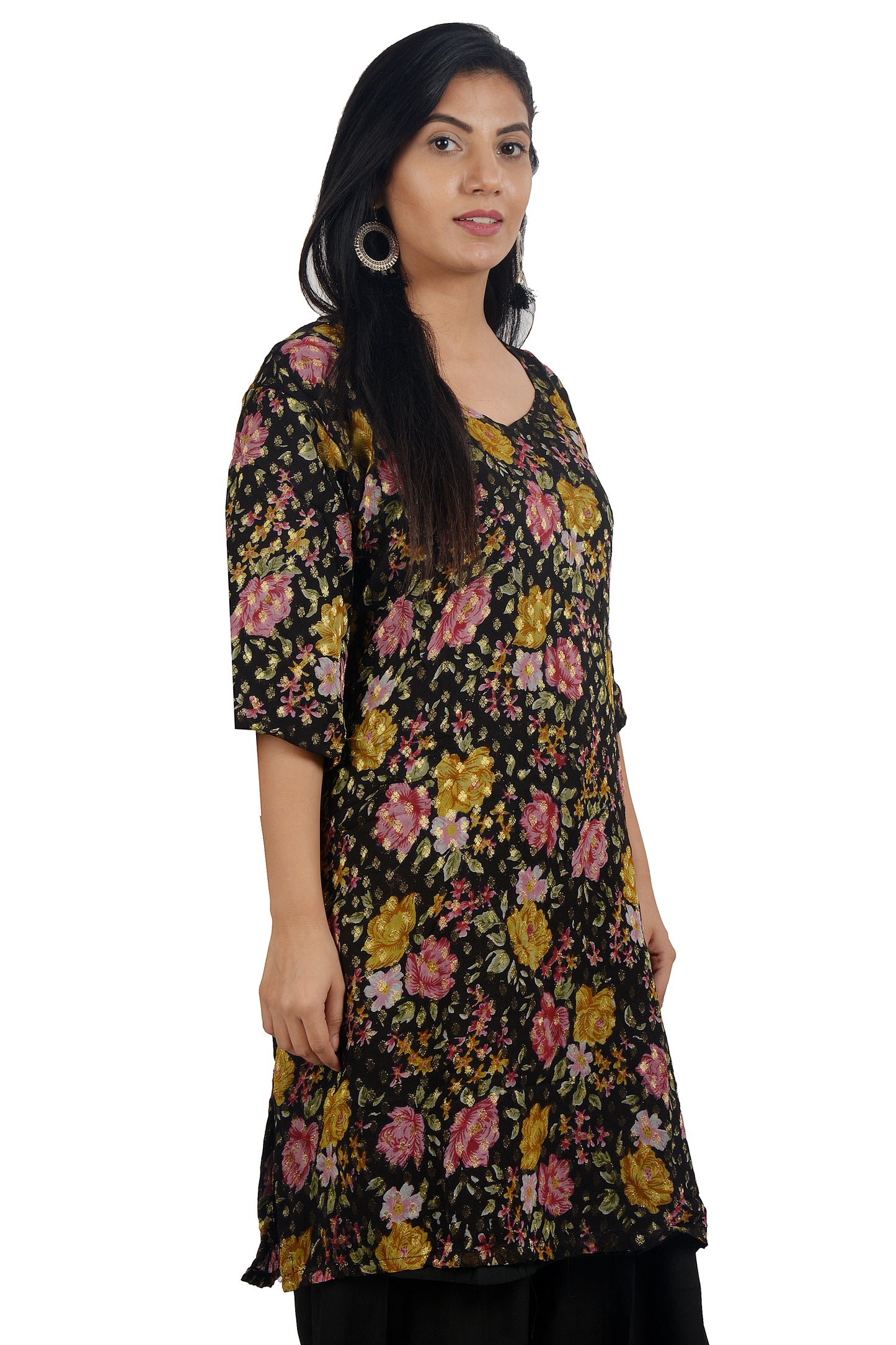 Black floral print salwar kameez dress plus size 52