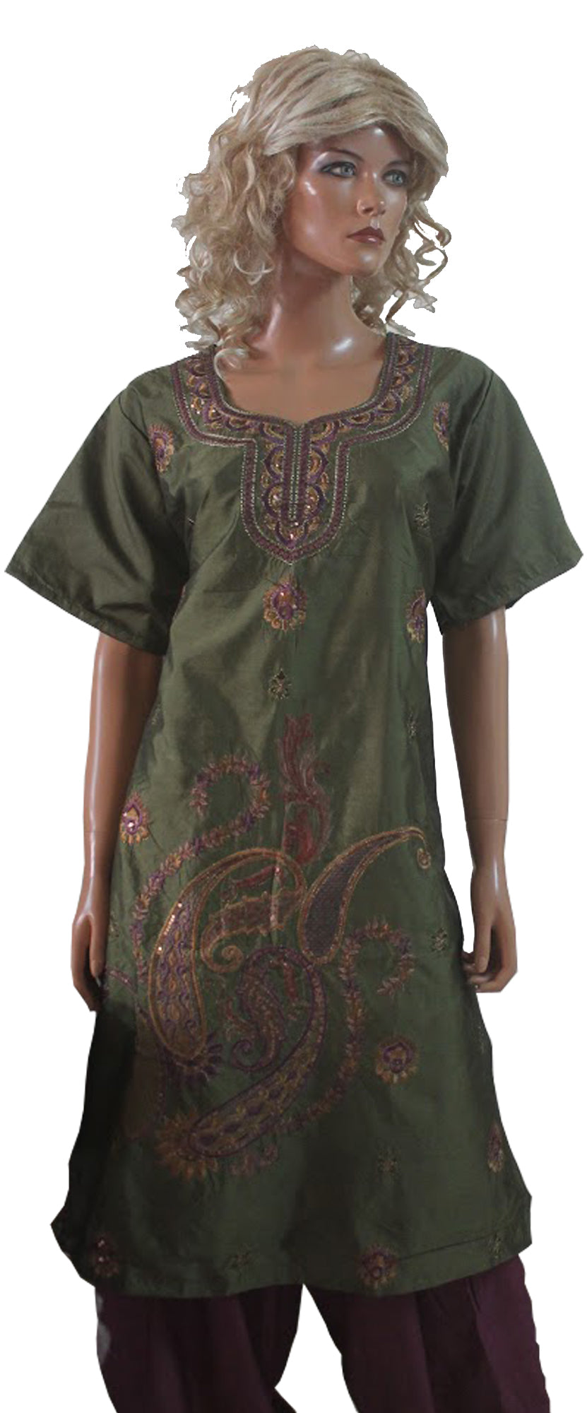 Green Silk Salwar kameez Dress Plus Size 50