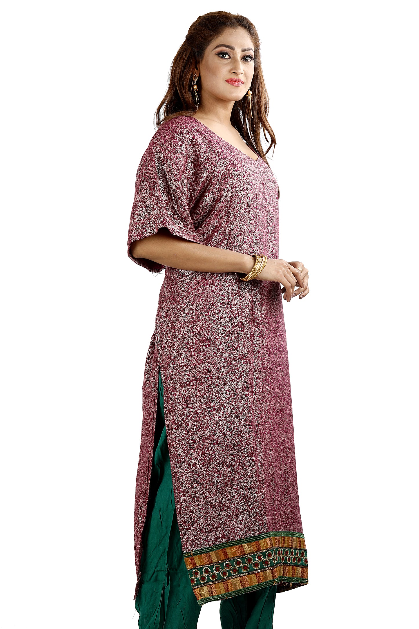 Burgundy Ladies Salwar Kameez Plus size 56