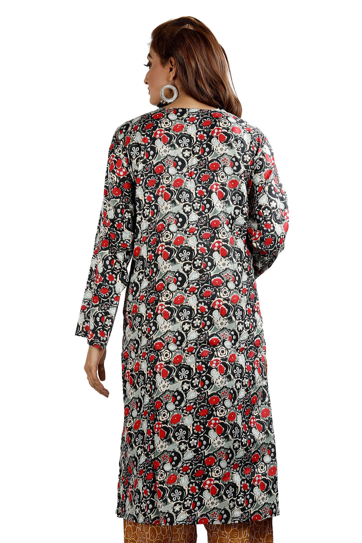 Black Cotton Floral Print Salwar kameez chest Pus  size 52