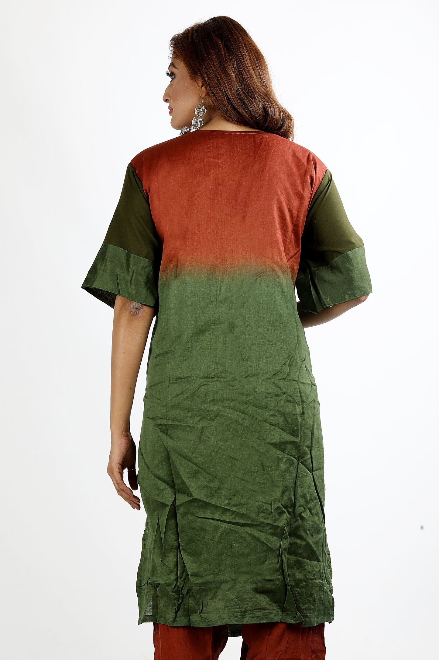Tie Dye Silk Hand Embroidered  Salwar kameez Dress Plus Size 56