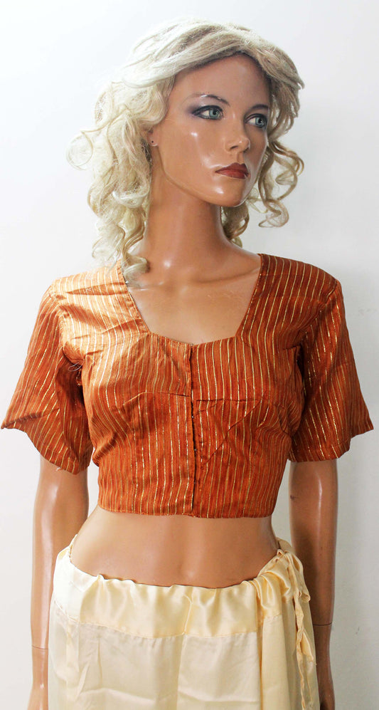 Brown Shinny  Sari Blouse Choli Top  Chest Size  36,38,40