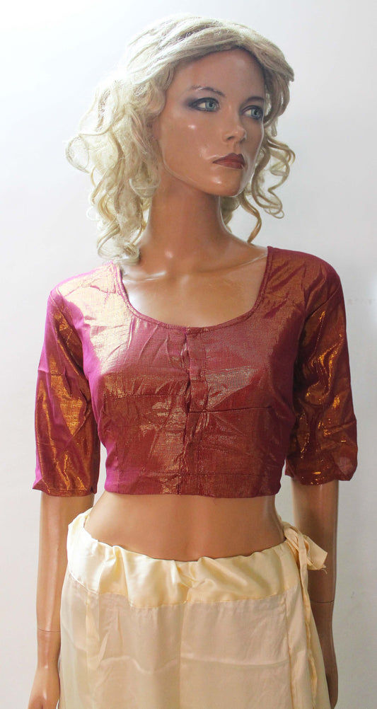 Burgundy Shinny  Designer Sari Blouse Choli Top  Chest Size 40