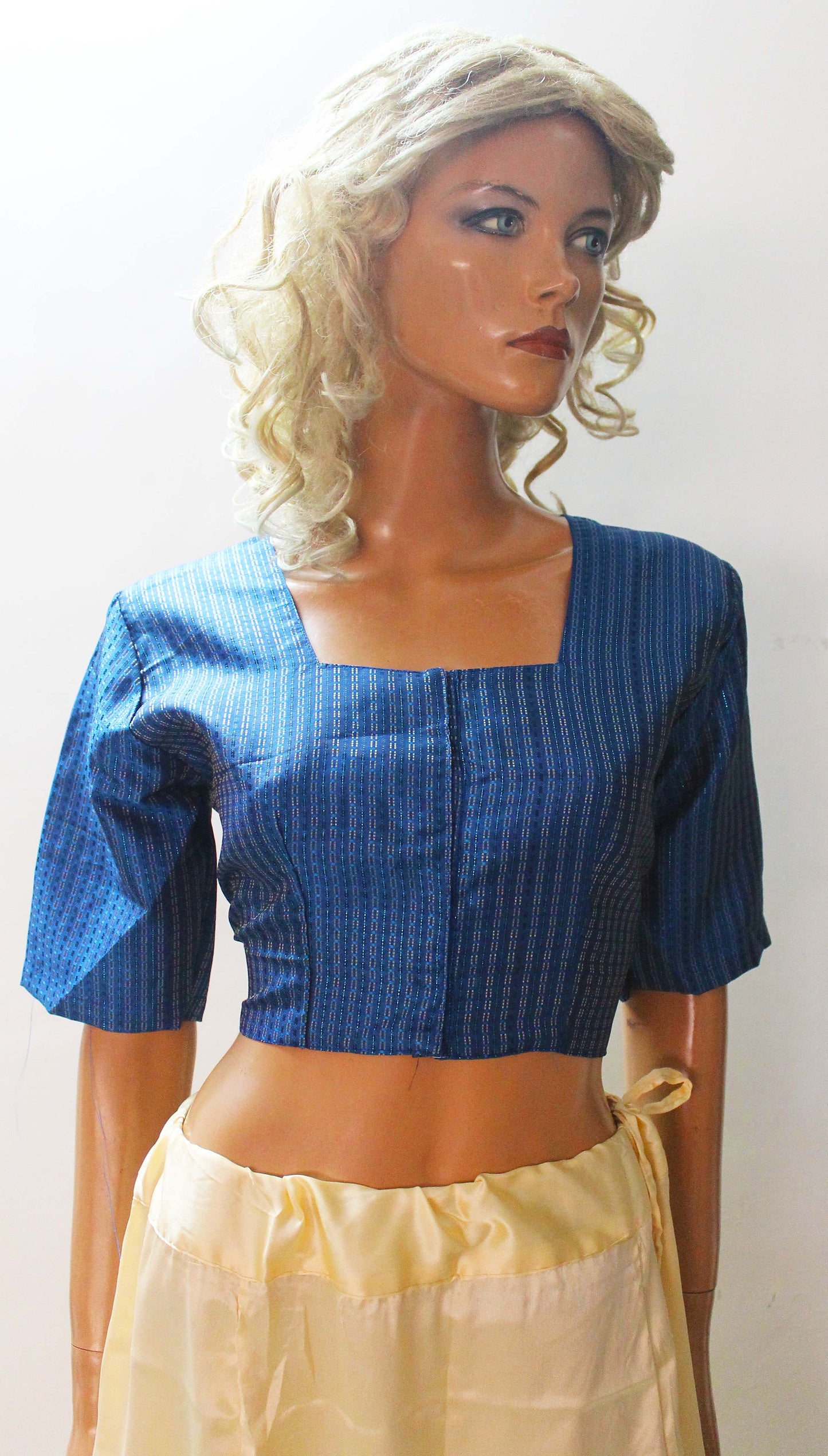 Blue Printed Sari Blouse Chest size  42