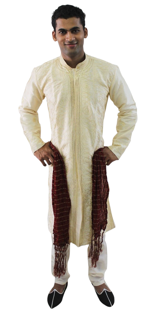 Apparelsonline Maroon  Men Dupatta Stole Scarf Wedding Shawl Kurta Sherwani