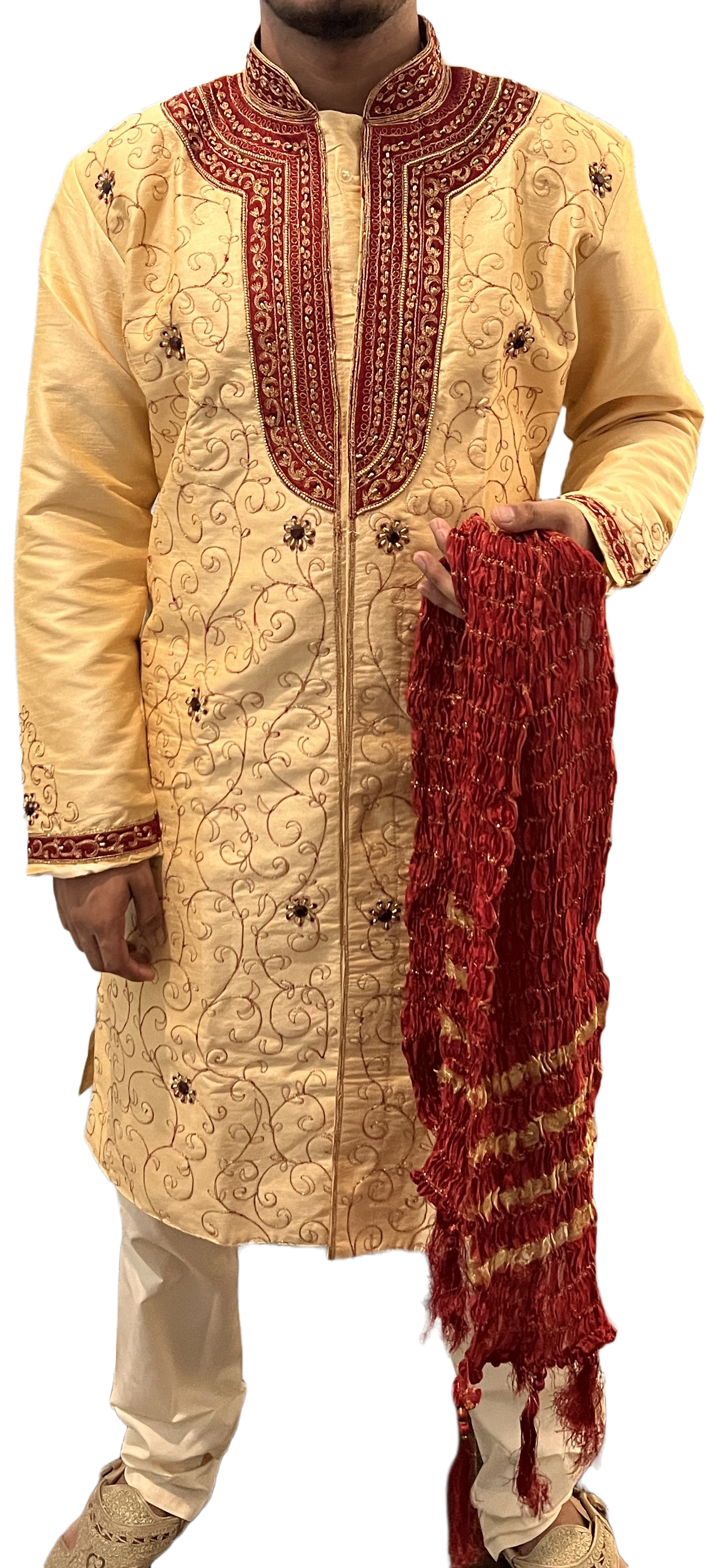 Apparelsonline Red Men Dupatta Stole Scarf Wedding Shawl Kurta Sherwani