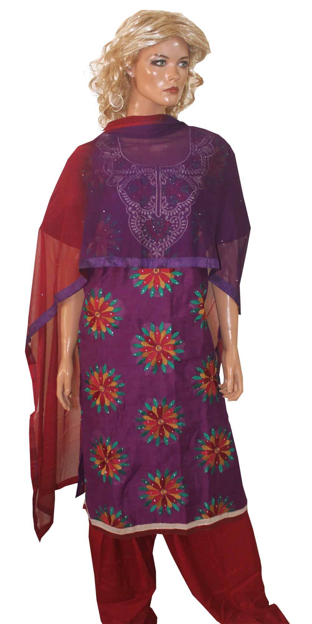 Purple  Embroidered  Salwar kameez Dress Plus Size 54