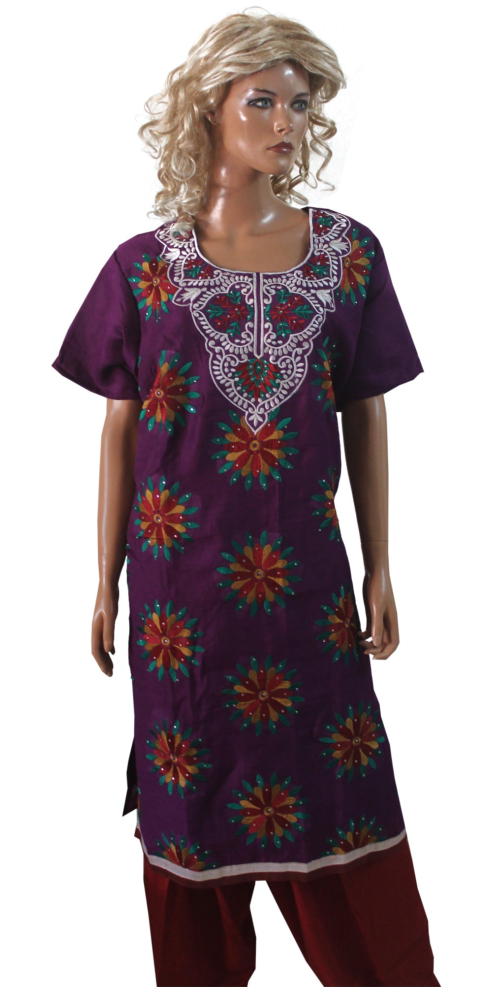 Purple  Embroidered  Salwar kameez Dress Plus Size 54
