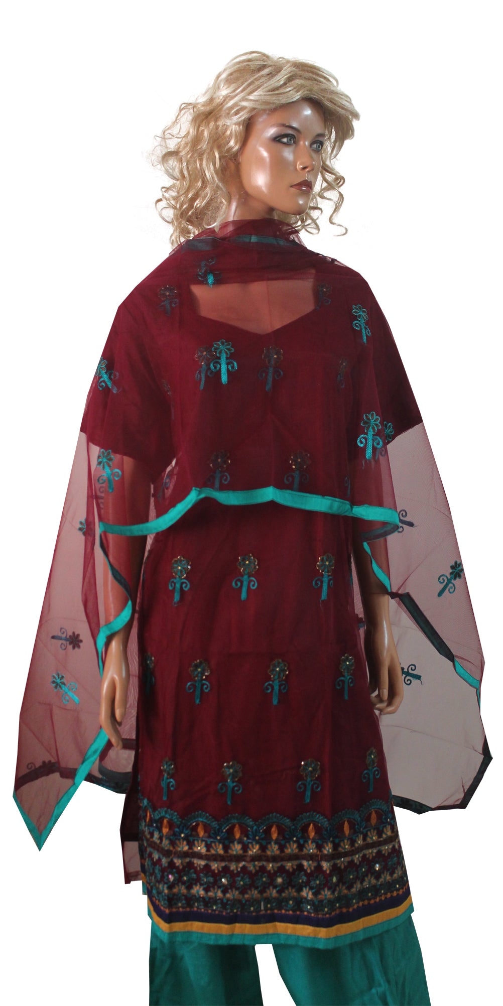 Maroon Net Designer  Salwar kameez Dress Plus Size 52