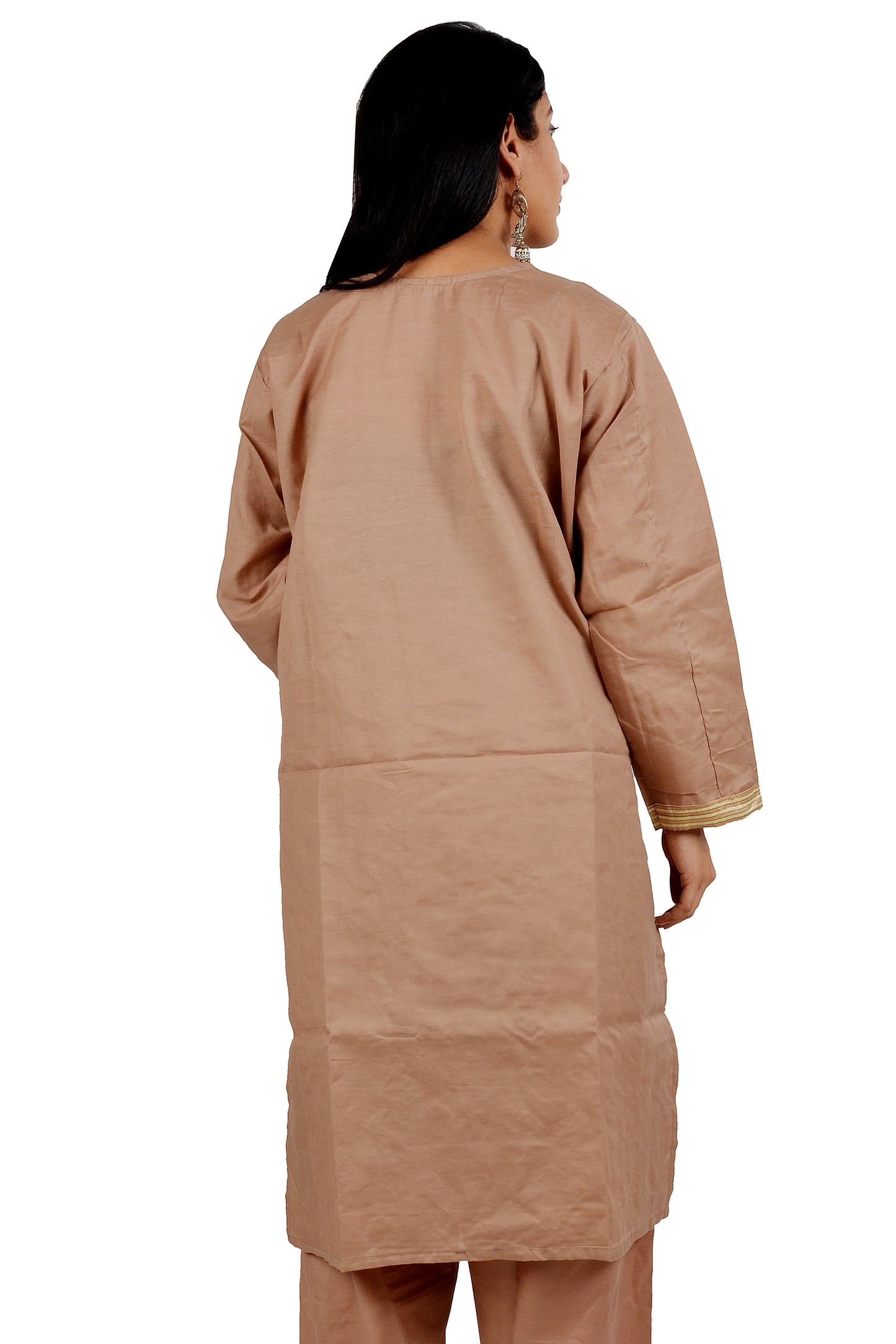 Brown Cotton  Salwar kameez Dress Plus Size 48