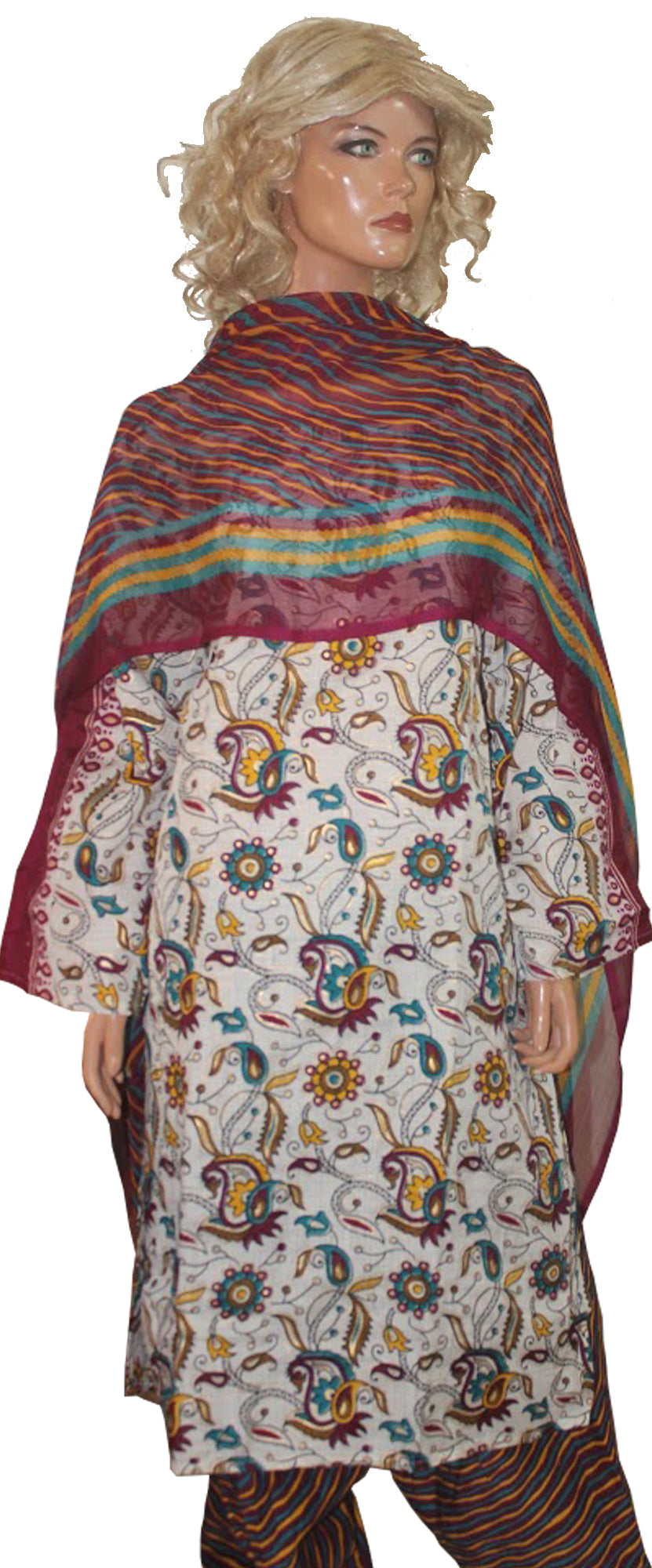 Cream Cotton Salwar kameez Dress Plus Size 52
