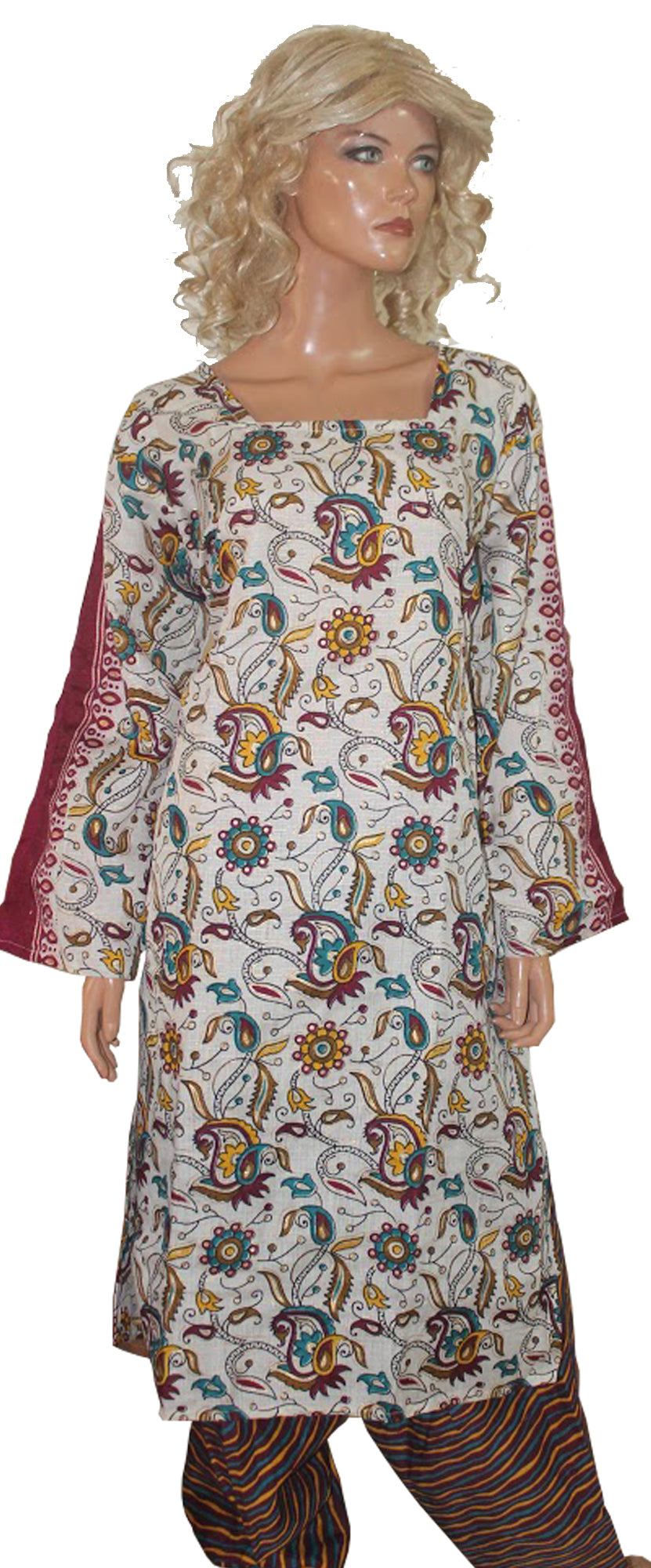 Cream Cotton Salwar kameez Dress Plus Size 52