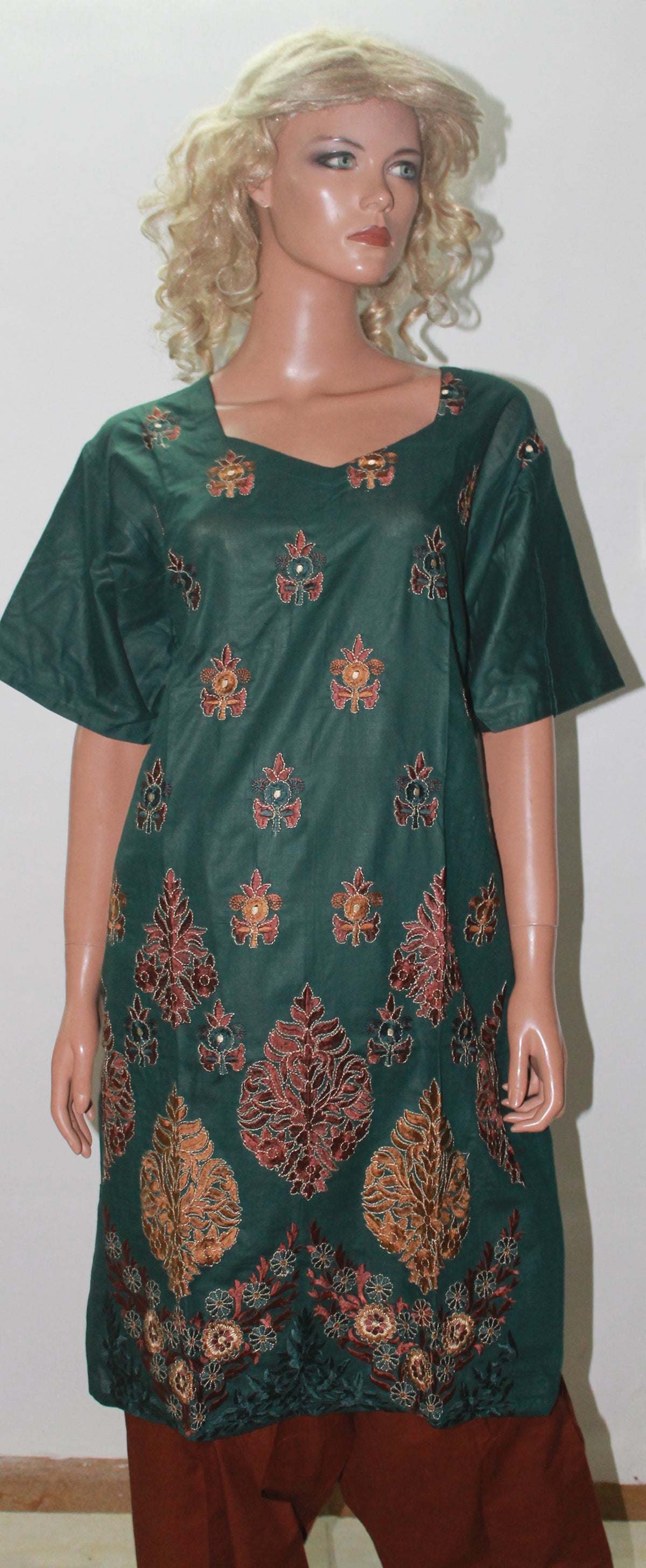 Green Cotton  Salwar kameez Dress Plus Size 54