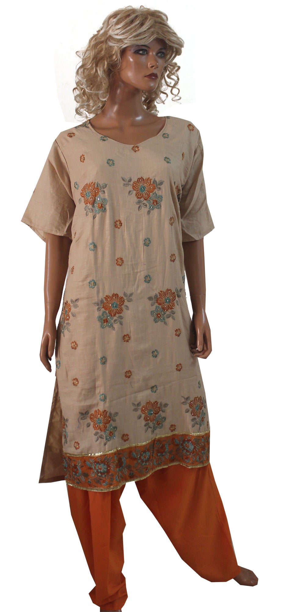 Cream Soft Cotton Designer Salwar kameez  Chest Size 50