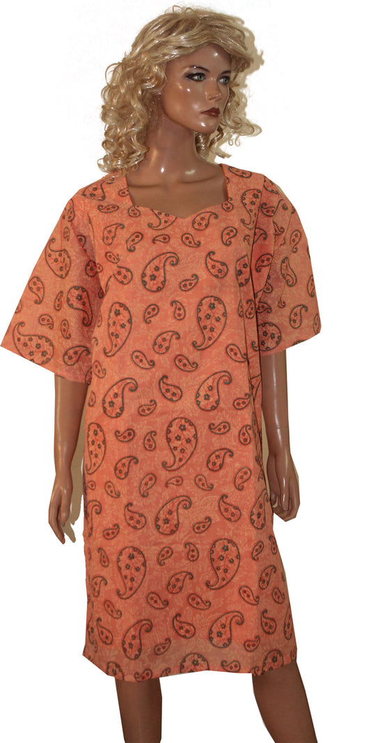 Orange Cotton Long Kurta With Free Dupatta & Salwar Chest Size 54