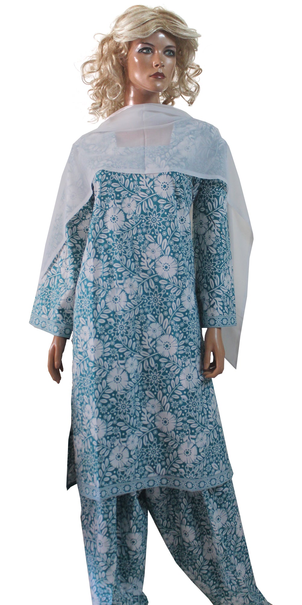 Blue  Soft Cotton Salwar kameez Dress Plus Size 50