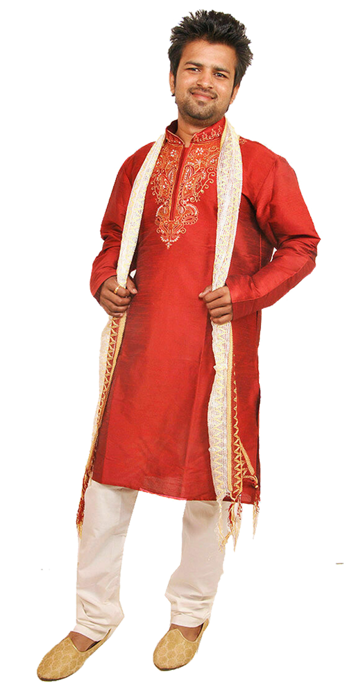 Red Men’s Kurta Salwar with Shawl Plus Big Sizes up to 8Xl in stock