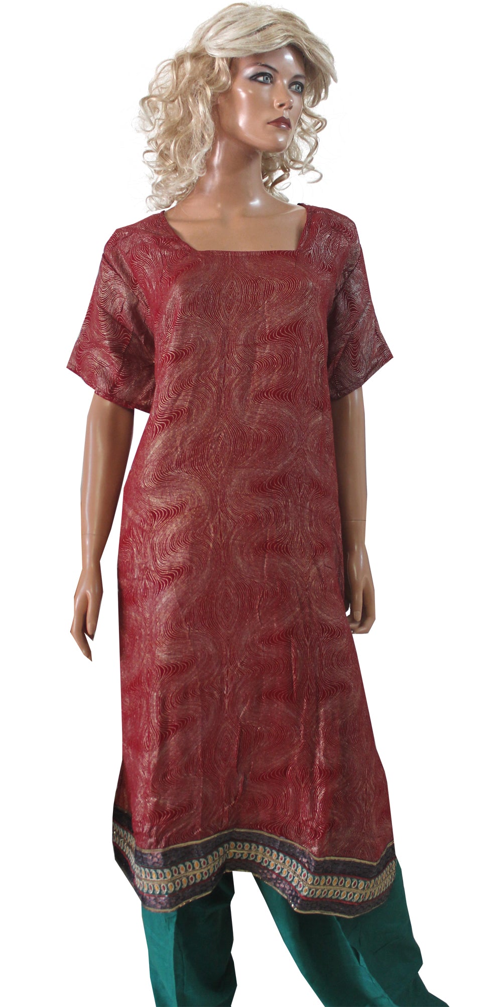 Red Shinny High Quality  Chiffon   Designer  Salwar kameez Plus Size 54
