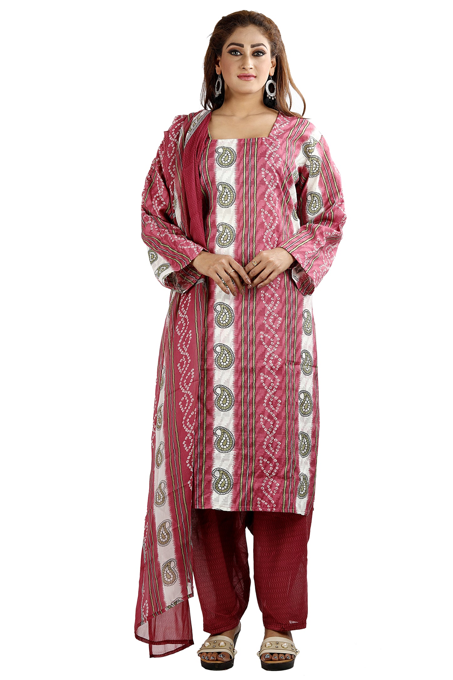 Dusty Pink Cotton  Salwar kameez Plus Size 48