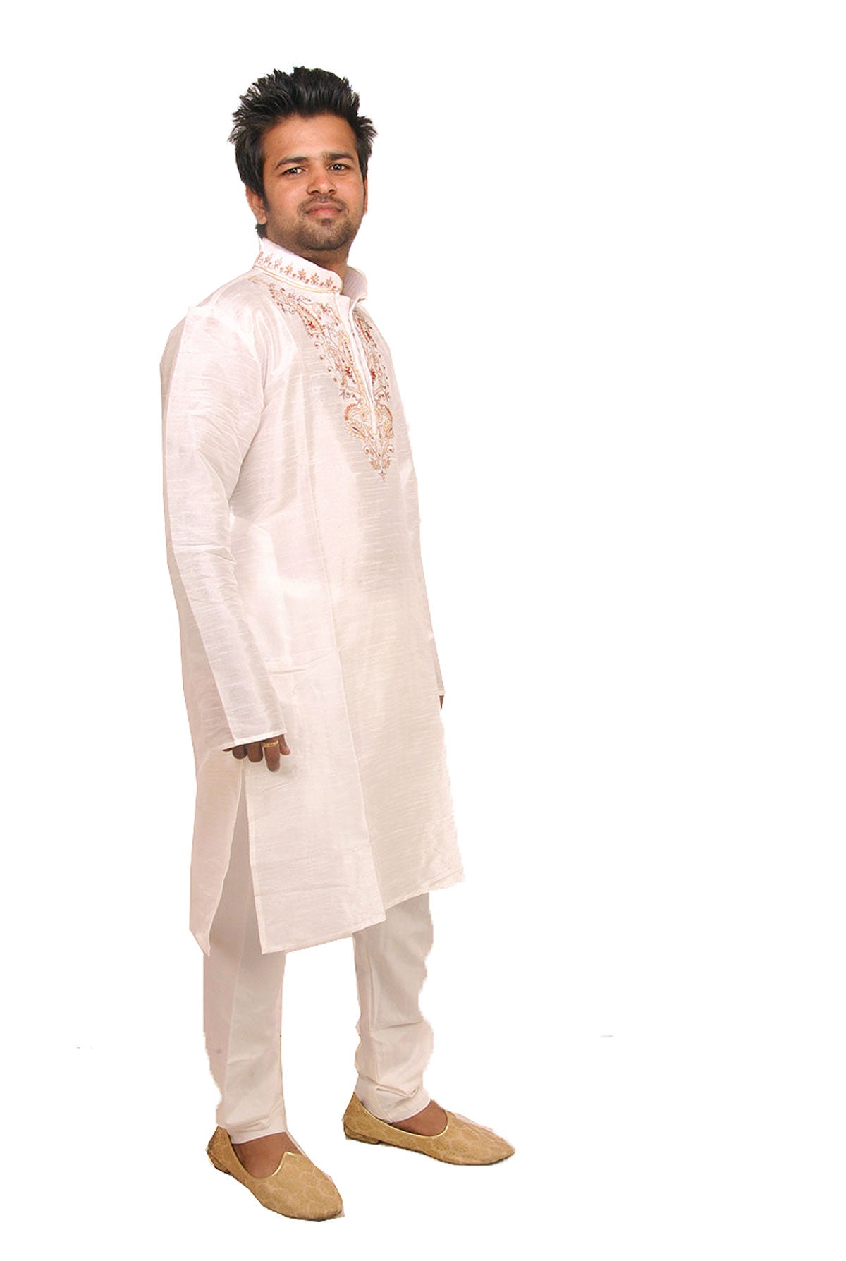 White Silk  Men’s Kurta Salwar with Matching Shawl | Ethnic Men’s Kurta Salwar