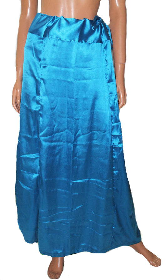Blue Luxurious soft satin skirt saree Petticoat Underskirt Imported Material