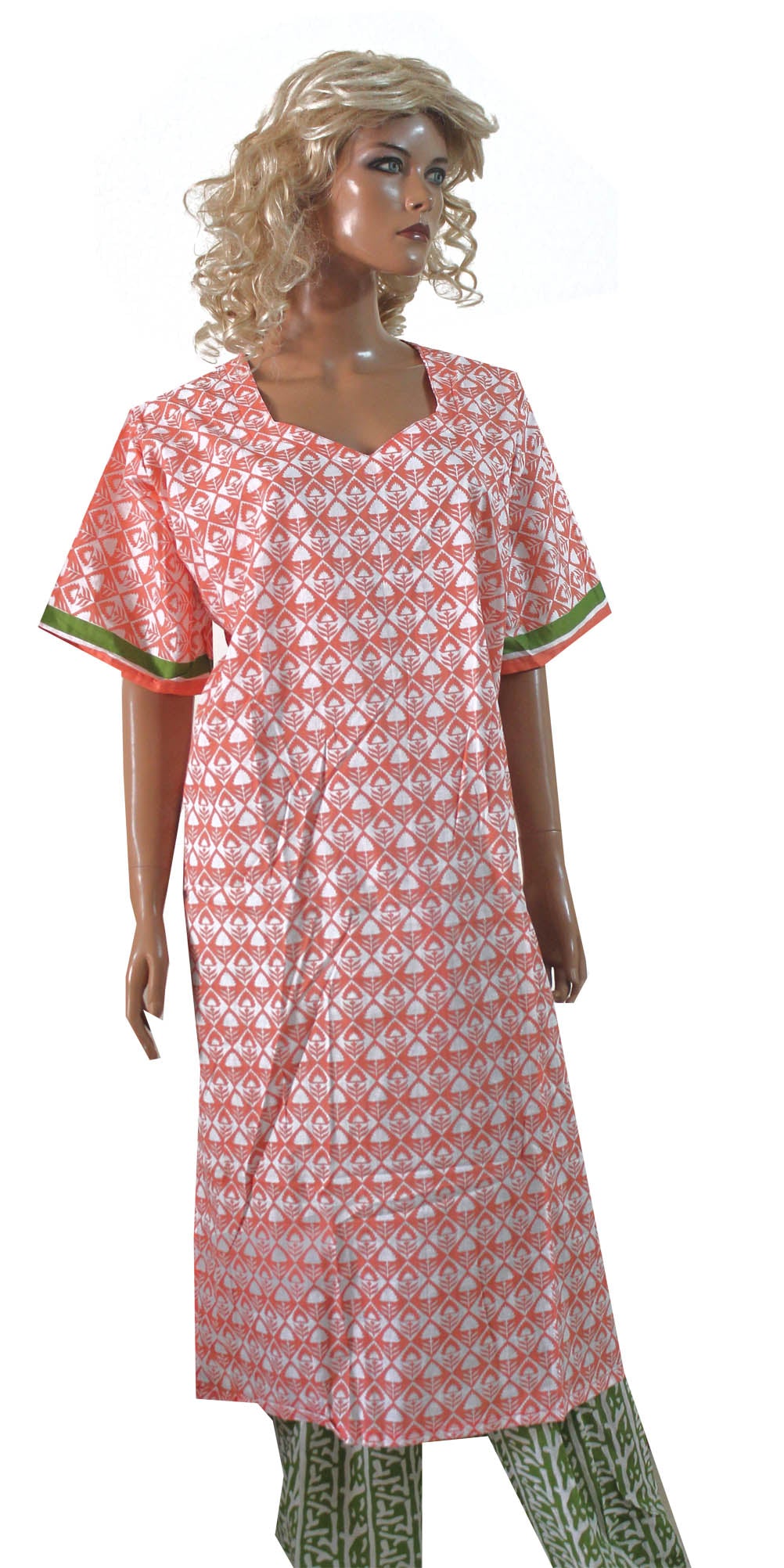 Orange Soft  Cotton Salwar kameez Dress Plus Size 56