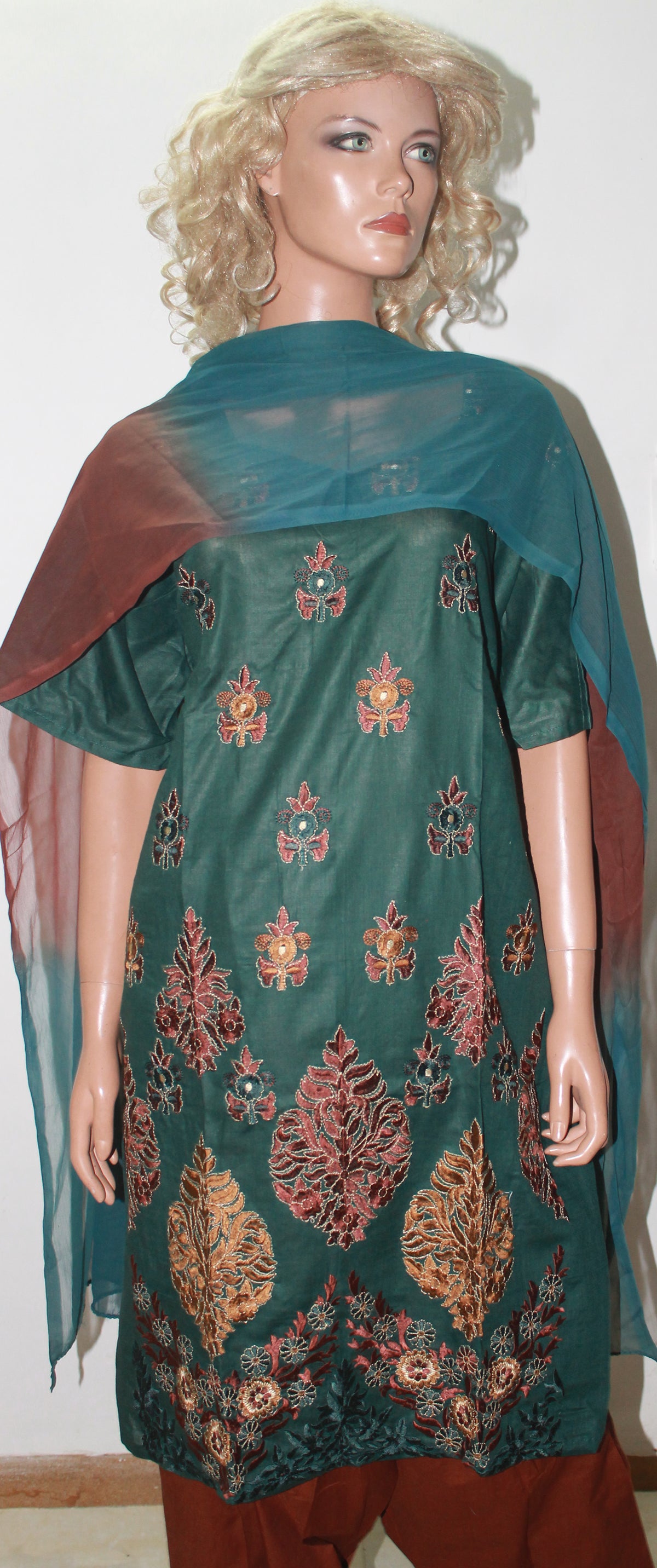 Green Cotton  Salwar kameez Dress Plus Size 54