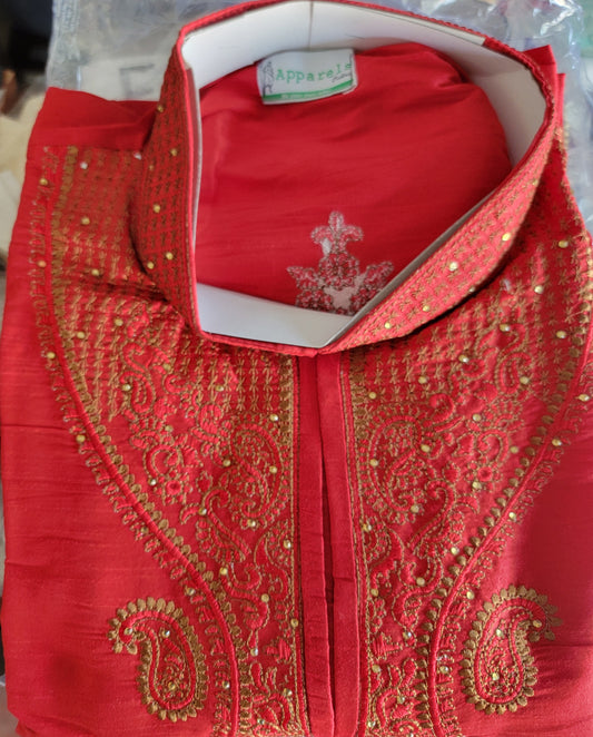 Red  Men Embroidered Kurta Pajama Shawl Set Plus sizes up to 7XL
