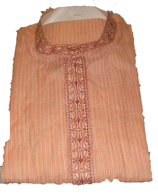 Orange Mens Cotton  Kurta Pajama Set