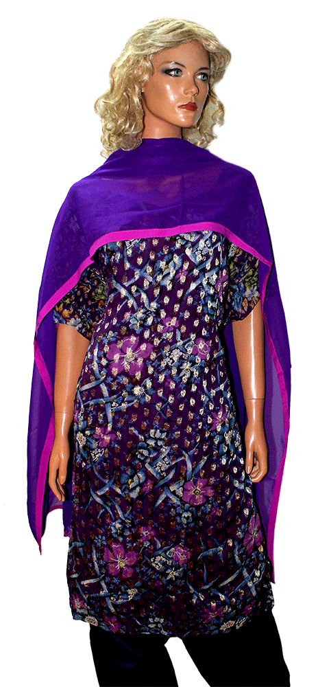 Purple Floral Print  Salwar Kameez chest Plus Size 54