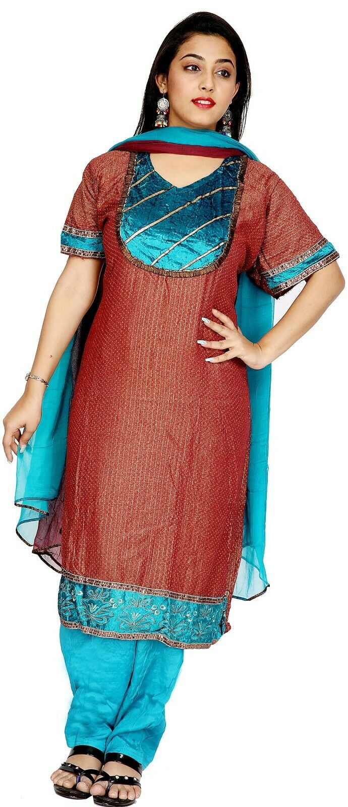 Burgundy and Blue Salwar Kameez for Women | Designer Partywear Dress for Women