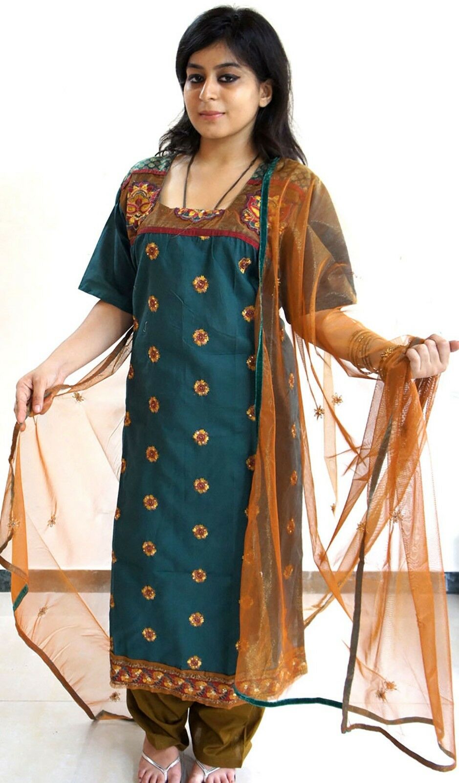 Green Cotton  Ready Wear Salwar Kameez  chest Size 48  Full sleeves