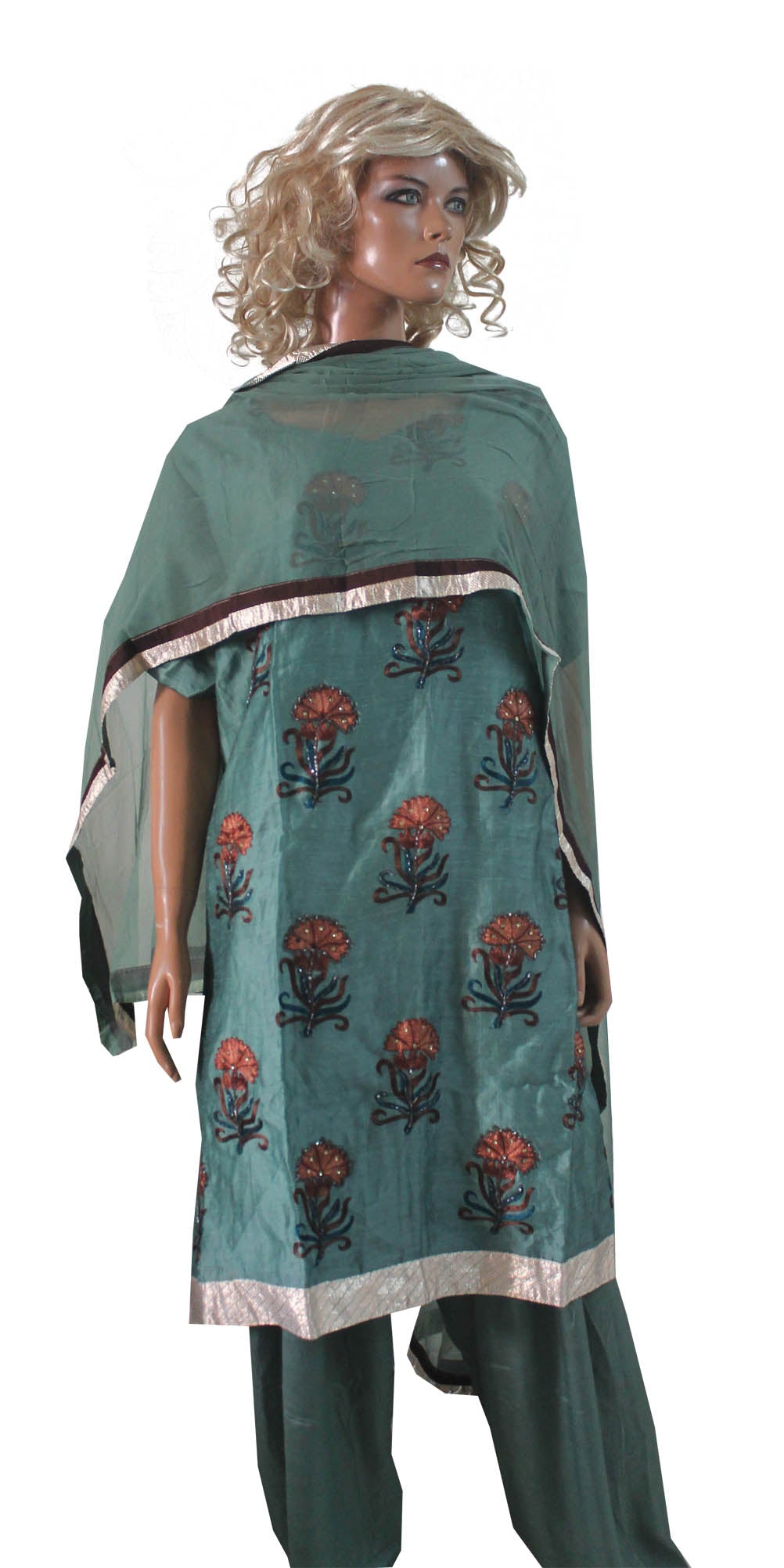 Green Silk Formal Salwar kameez  Plus Size 54,56
